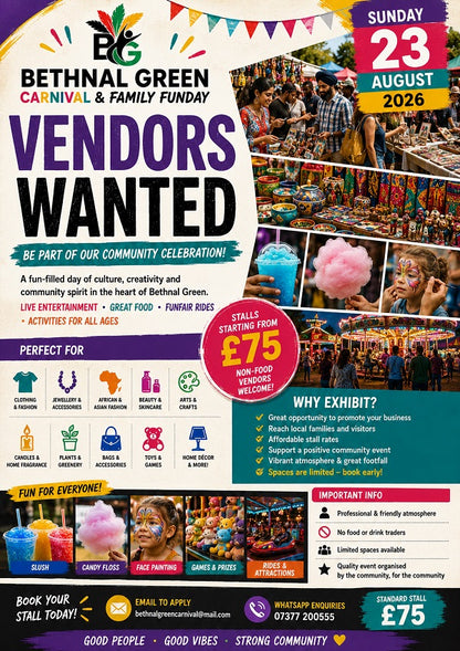 Bethnal Green Carnival & Family Funday Vendors Payments